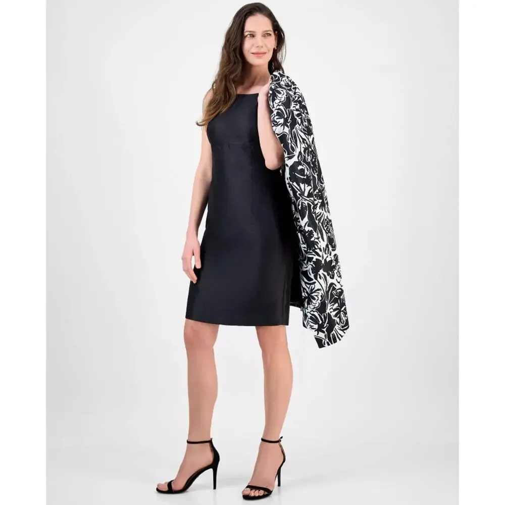 Le Suit Women Black/White Floral Elegant Jacket Topper & Dress Petite Size 14P